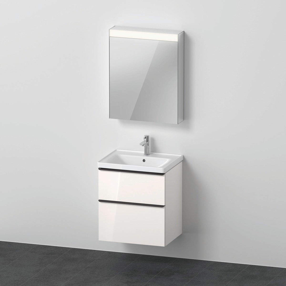 DURAVIT D-Neo Möbel-Set wandhängend 600x480mm mit Waschtisch, Unterbau, Spiegelschrank und LED-Beleuchtung in Eiche