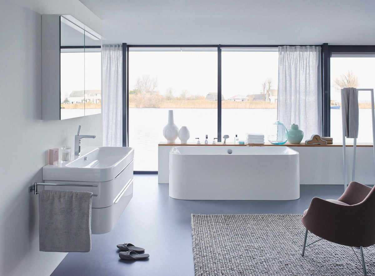 DURAVIT Möbelwaschtisch Happy D.2 1000 mm mit Überlauf, 1 Hahnloch, weiß WonderGliss