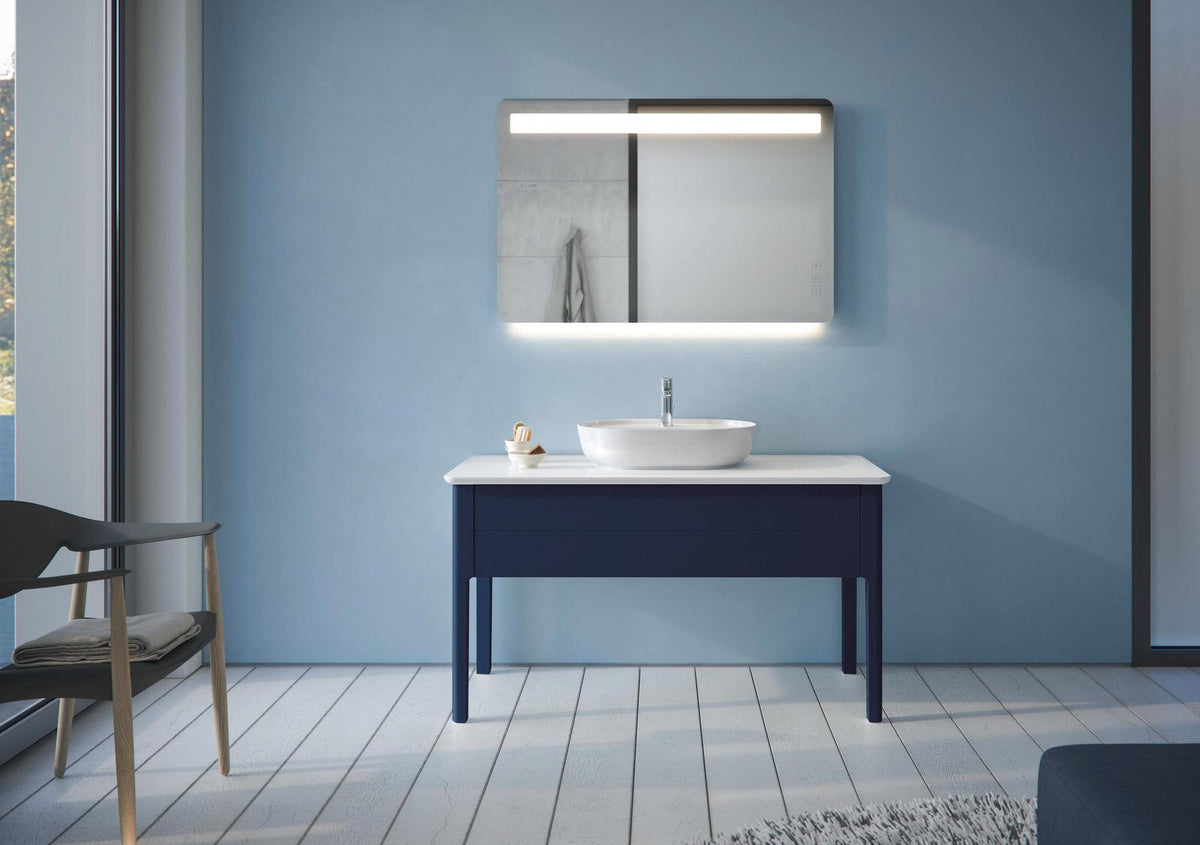 DURAVIT Aufsatzbecken Luv 600 mm weiß mit Hahnlochbank und Halbsäule, ohne Überlauf
