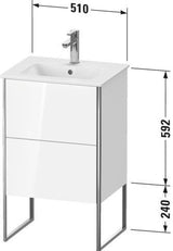 Duravit Waschtischunterbau XSquare Compact 592x510x418 mm weiß matt – 2 Auszüge, Fußgestell