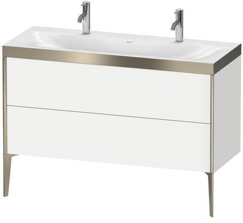 Duravit XViu Möbelwaschtischset 1200 mm Nussbaum Mitte mit Hahnlochbank und Raumsparsiphon