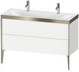 Duravit XViu Möbelwaschtischset 1200 mm Nussbaum Mitte mit Hahnlochbank und Raumsparsiphon