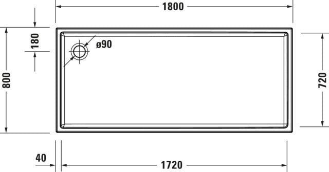 DURAVIT Starck Slimline Duschwanne 1700x750x60 mm Weiß Sanitäracryl Antislip