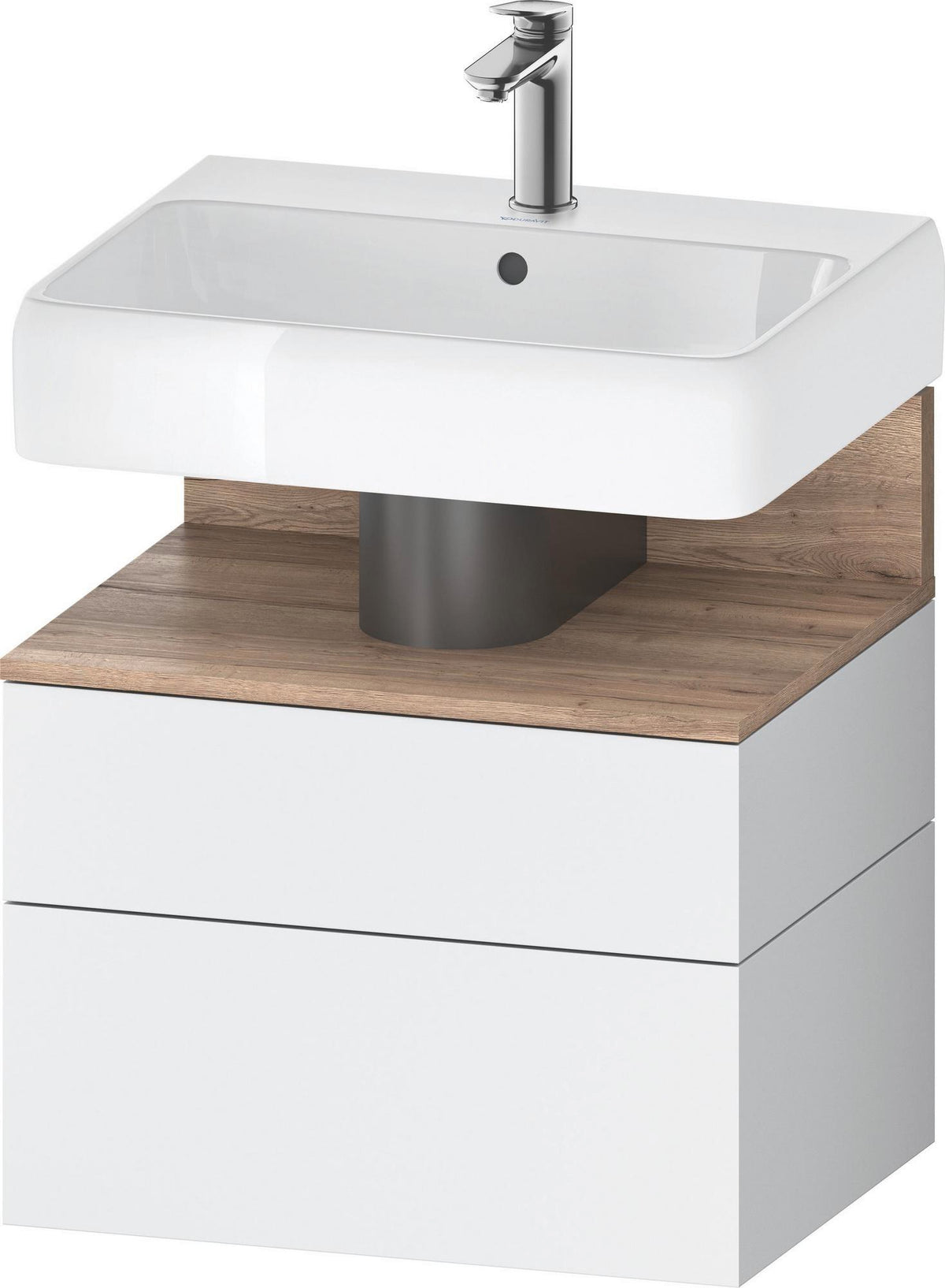 DURAVIT Qatego Waschtischunterbau 590 mm wandhängend, 1 Auszug, weiß Hochglanz, Nische Eiche Schwarz