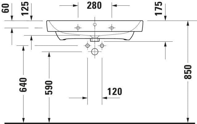 Duravit No.1 Möbelwaschtisch 550 mm weiß mit Überlauf und Hahnlochbank