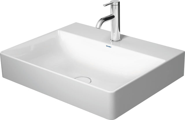 DURAVIT DuraSquare Waschtisch 600 mm, ohne Überlauf, mit Hahnlochbank, weiß – rechteckiges Design