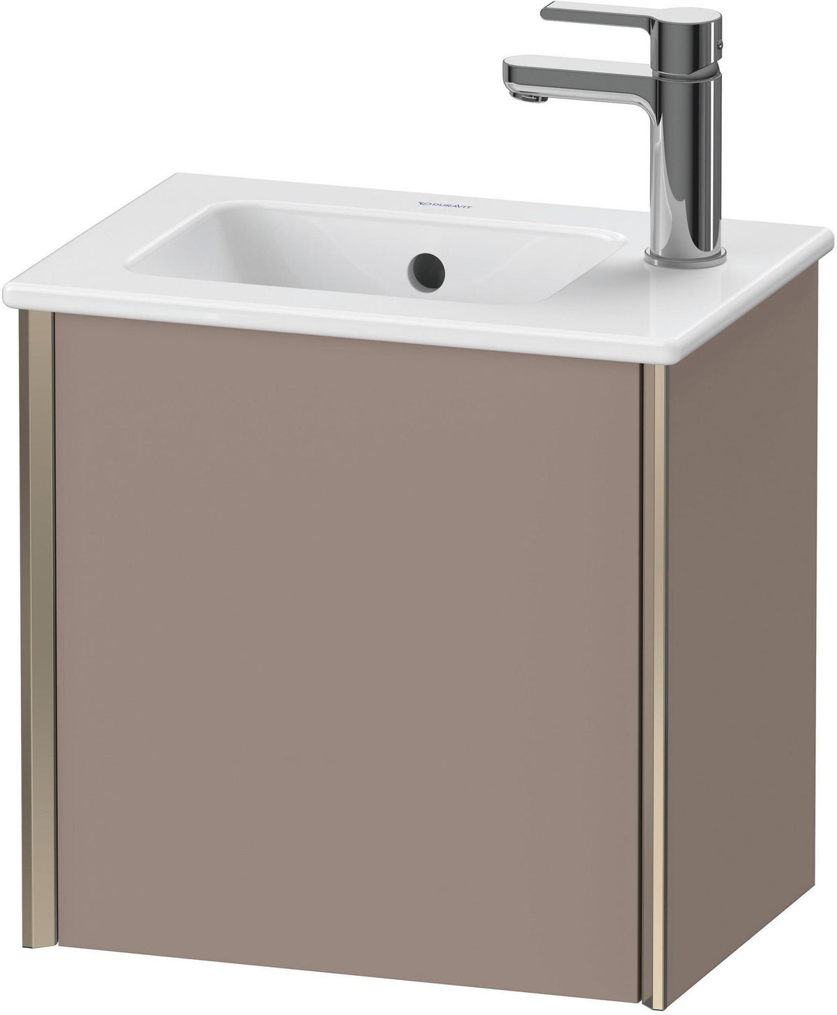 DURAVIT XViu Waschtischunterbau wandhängend 410 mm, 1 Tür rechts, champagner matt/basalt matt