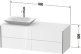 Duravit XVIU Waschtischunterbau 1400 mm Champagner Matt mit Konsolenplatte und 4 Schubkästen