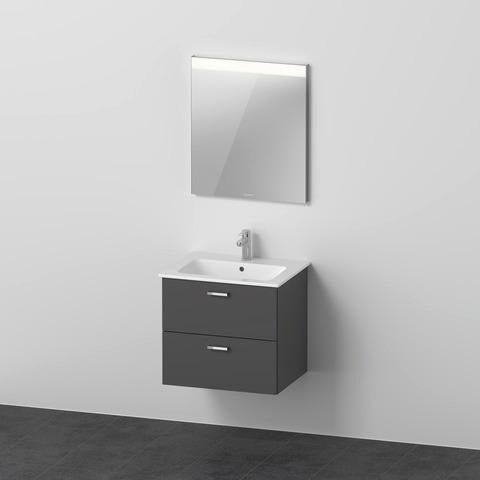 DURAVIT XBase Möbel-Set 630 mm mit Waschtisch, Unterbau, 2 Schubladen & Spiegel – Weiß Glänzend