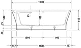 DURAVIT Cape Cod Badewanne 1900x900 mm Vorwand, Mineralguss Weiß Matt, inkl. Fußgestell & Verkleidung