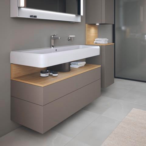 Duravit Qatego Waschtischunterbau 1190 mm – Weiß Matt mit Eiche Schwarz Nische, 1 Auszug, LED