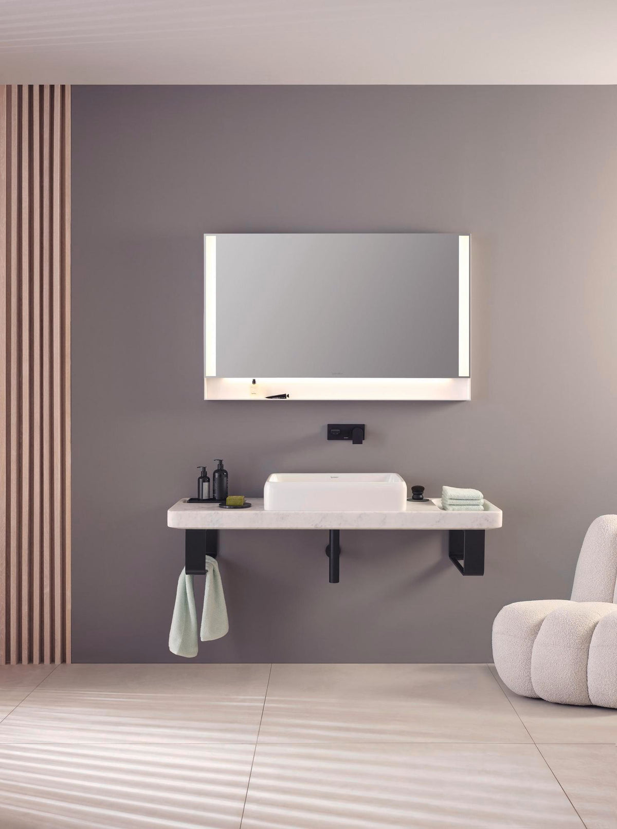 DURAVIT Qatego Aufsatzbecken mit Konsole 1400 mm Weiß Hochglanz HygieneGlaze