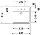 Duravit Waschtisch Starck 3 Vital 600 mm mit Überlauf und Hahnlochbank, weiß