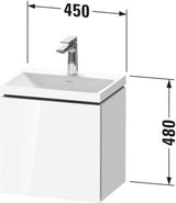 DURAVIT L-Cube c-shaped Waschtischset 450x350x480 mm Dolomiti Grau Hochglanz, 1 Tür, wandhängend