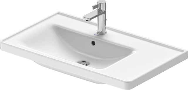 Duravit Waschtisch D-Neo 800 mm weiß mit Überlauf, Becken links, Hahnlochbank, Wandmontage