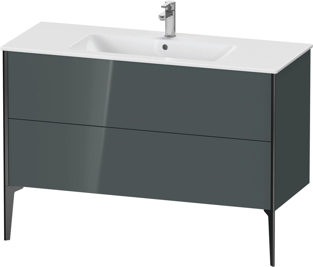 DURAVIT XViu Waschtischunterbau bodenstehend 1210 mm, 2 Auszüge, champagner matt/weiß matt