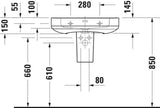 DURAVIT Waschtisch Soleil by Starck 600 mm Weiß WonderGliss 1 Hahnloch mit Überlauf