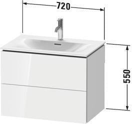 DURAVIT L-Cube Waschtischunterbau wandhängend 720 mm weiß matt mit 2 Schubkästen und Tip-On-Technik