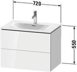 DURAVIT L-Cube Waschtischunterbau wandhängend 720 mm weiß matt mit 2 Schubkästen und Tip-On-Technik
