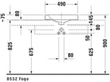 Duravit Aufsatzbecken Architec 500 mm, weiß, geschliffen, ohne Überlauf, mit Hahnlochbank links