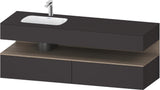 DURAVIT Qatego Einbauwaschtisch mit Konsolenwaschtischunterbau Basalt & Eiche Terra Matt 1600x500x600 mm