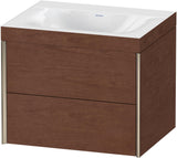 Duravit XViu Waschtischunterbauset c-bonded, 2 Schubkästen, champagner matt/nussbaum dunkel, 600 mm