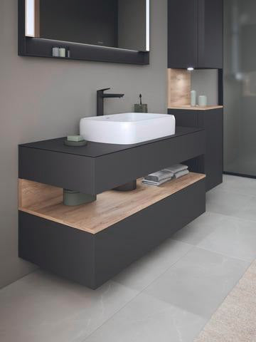 DURAVIT Qatego Hochschrank 400 mm, 2 Türen, weiß Hochglanz, Eiche Schw. Matt