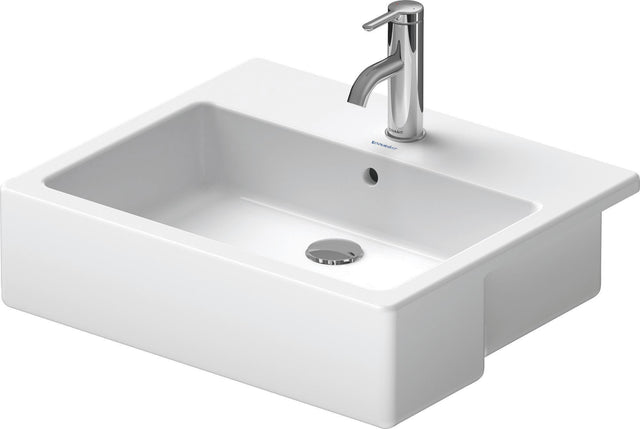 DURAVIT Vero Halbeinbauwaschtisch 550 mm mit Überlauf, 1 Hahnloch und WonderGliss in Weiß