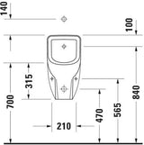 DURAVIT D-Code Urinal weiß spülrandlos Zulauf oben 565 mm – ohne Fliege
