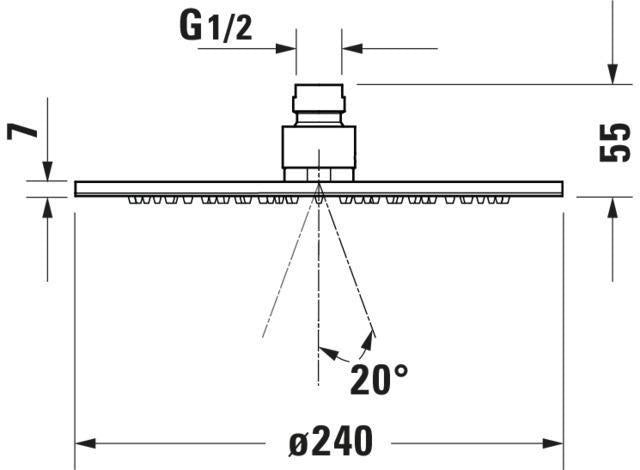DURAVIT Kopfbrause D240 mm Schwarz Matt – Wand- und Deckenmontage, verstellbarer Kopf
