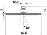 DURAVIT Kopfbrause D240 mm Schwarz Matt – Wand- und Deckenmontage, verstellbarer Kopf