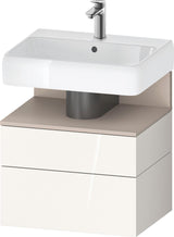 DURAVIT Qatego Waschtischunterbau 590 mm wandhängend, 1 Auszug, weiß Hochglanz, Nische Eiche Schwarz