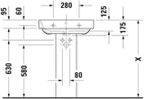 DURAVIT Waschtisch Happy D.2 600 mm weiß mit Überlauf und Hahnlochbank – wandhängend