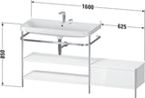 Duravit Happy D.2 Plus Waschtischunterbau 1600 mm mit Metallkonsole und Möbelwaschtisch