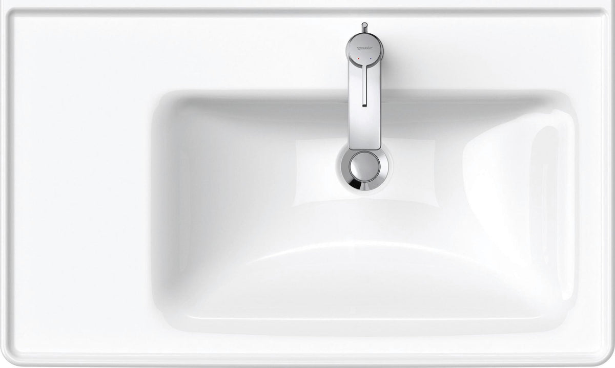 Duravit D-Neo Waschtisch 800 mm weiß mit WonderGliss, Becken rechts, Wandmontage