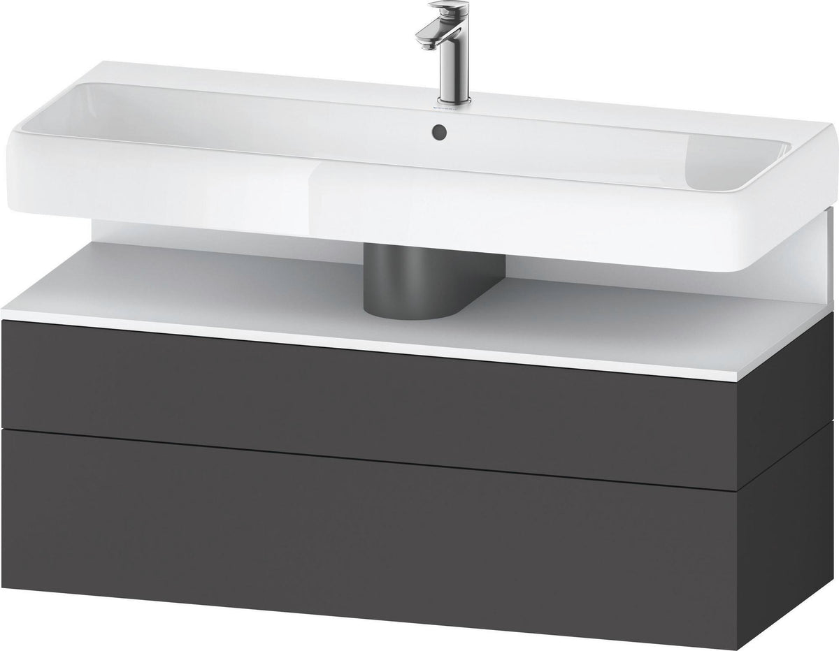Duravit Qatego Waschtischunterbau 1190 mm – Weiß Matt mit Eiche Schwarz Nische, 1 Auszug, LED
