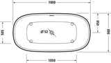 DURAVIT Zencha Whirlwanne 1800x900mm freistehend mit Air-System und 2 Rückenschrägen in Weiß Matt