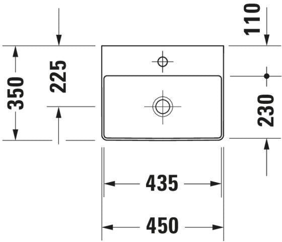 DURAVIT DuraSquare Handwaschbecken 450 mm mit Hahnlochbank, weiß, ohne Überlauf