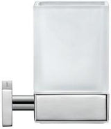 Duravit Karree Zahnputzbecher Chrom mit weißem Matt-Becher, 100x69x110 mm, Wandmontage