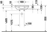 Duravit D-Neo Handwaschbecken 450 mm weiß ohne Überlauf – Wandhängend, Sanitärkeramik