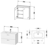 DURAVIT XBase Möbel-Set 1300 mm Nussbaum Dunkel mit Waschtisch, Unterbau und Spiegelschrank