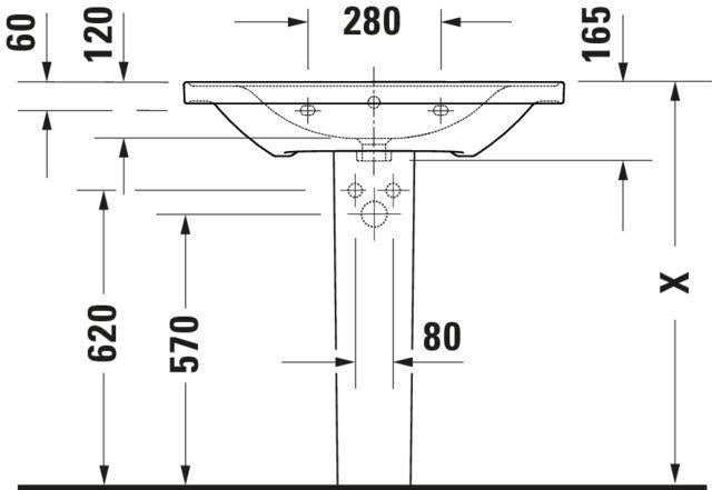 Duravit D-Neo Wandwaschtisch 650 mm weiß mit Überlauf und WonderGliss