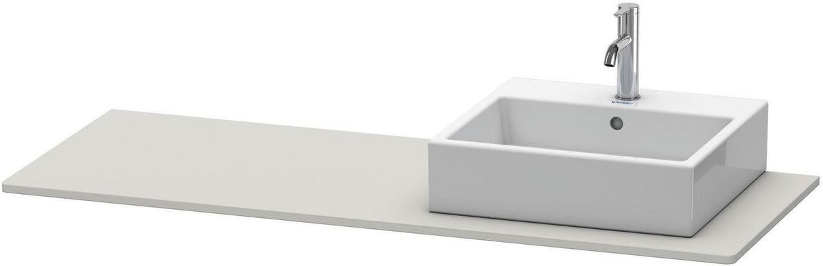 Duravit XSquare Konsole 1400x550mm betongrau matt – 1 Ausschnitt, mit Siphonaussparung