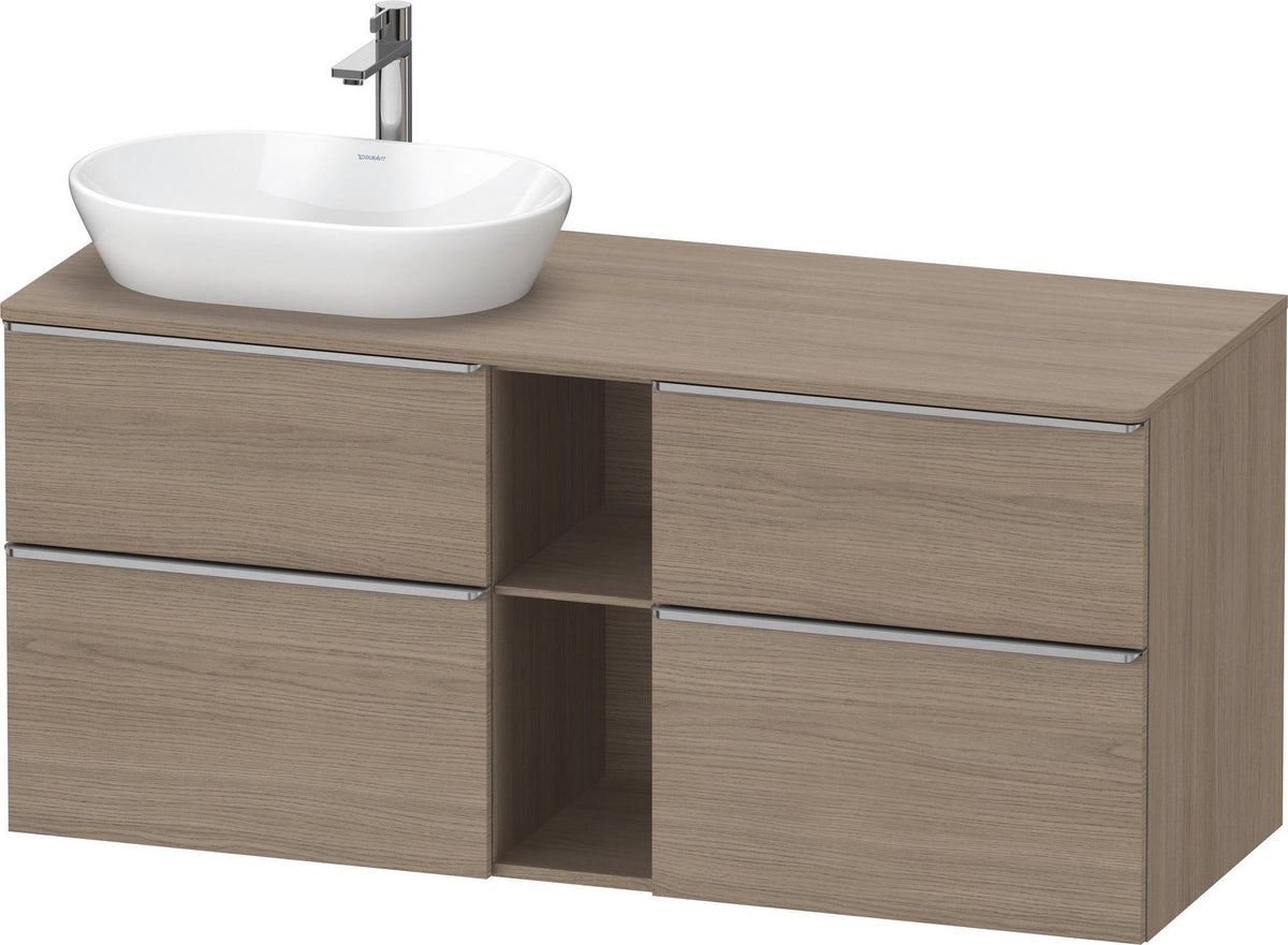 DURAVIT D-Neo Konsolenwaschtischunterbau 1400 mm Eiche Terra Matt mit Bronze Griff