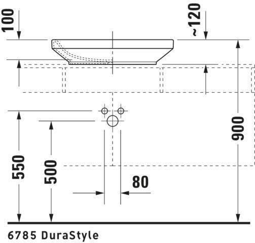 DURAVIT DuraStyle Aufsatzbecken 600 mm weiß mit WonderGliss – ohne Hahnloch, ohne Überlauf