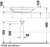 DURAVIT DuraStyle Aufsatzbecken 600 mm weiß mit WonderGliss – ohne Hahnloch, ohne Überlauf