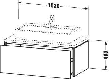 DURAVIT L-Cube Konsolenunterschrank 1020 mm betongrau matt mit 1 Auszug und Tip-on-Technik