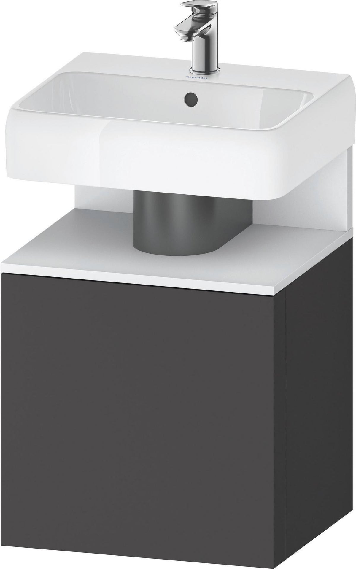 DURAVIT Qatego Waschtischunterbau 490 mm wandhängend, 1 Tür links, Weiß Matt mit Eiche Schwarz Nische