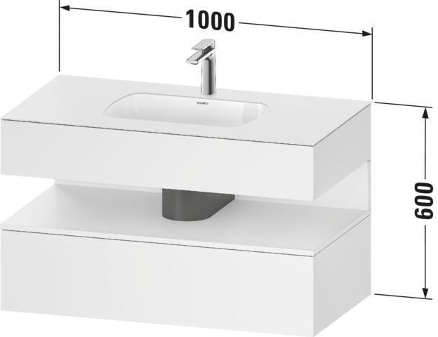 DURAVIT Qatego Einbauwaschtisch mit Konsolenwaschtischunterbau 1000 mm, 1 Auszug, antibakteriell
