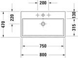 DURAVIT Vero Air Waschtisch 800 mm, weiß, mit Überlauf & Hahnlochbank